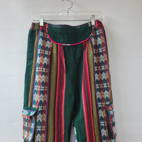 Kilim Peruvian Baggy Cargo Pants Women's Large Boho Folk  Textile Funky Joggers - Picture 2 of 9